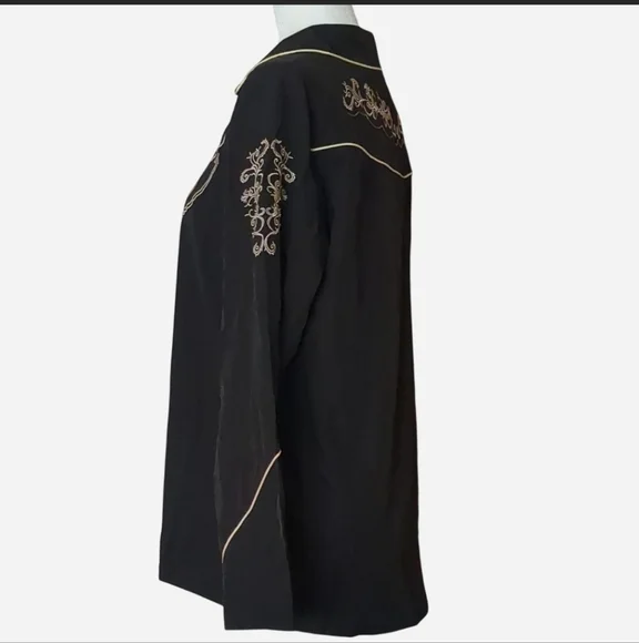 Embroidered Western Rockabilly Shirt Women's Size Medium. - Picture 3 of 7